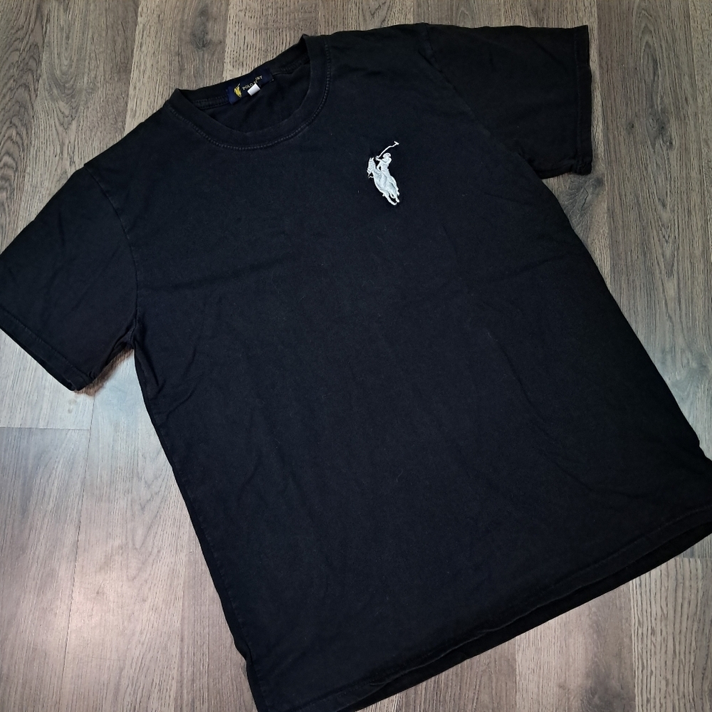 Polo Sport Youth Boys Black Tshirt White Pony Size XL